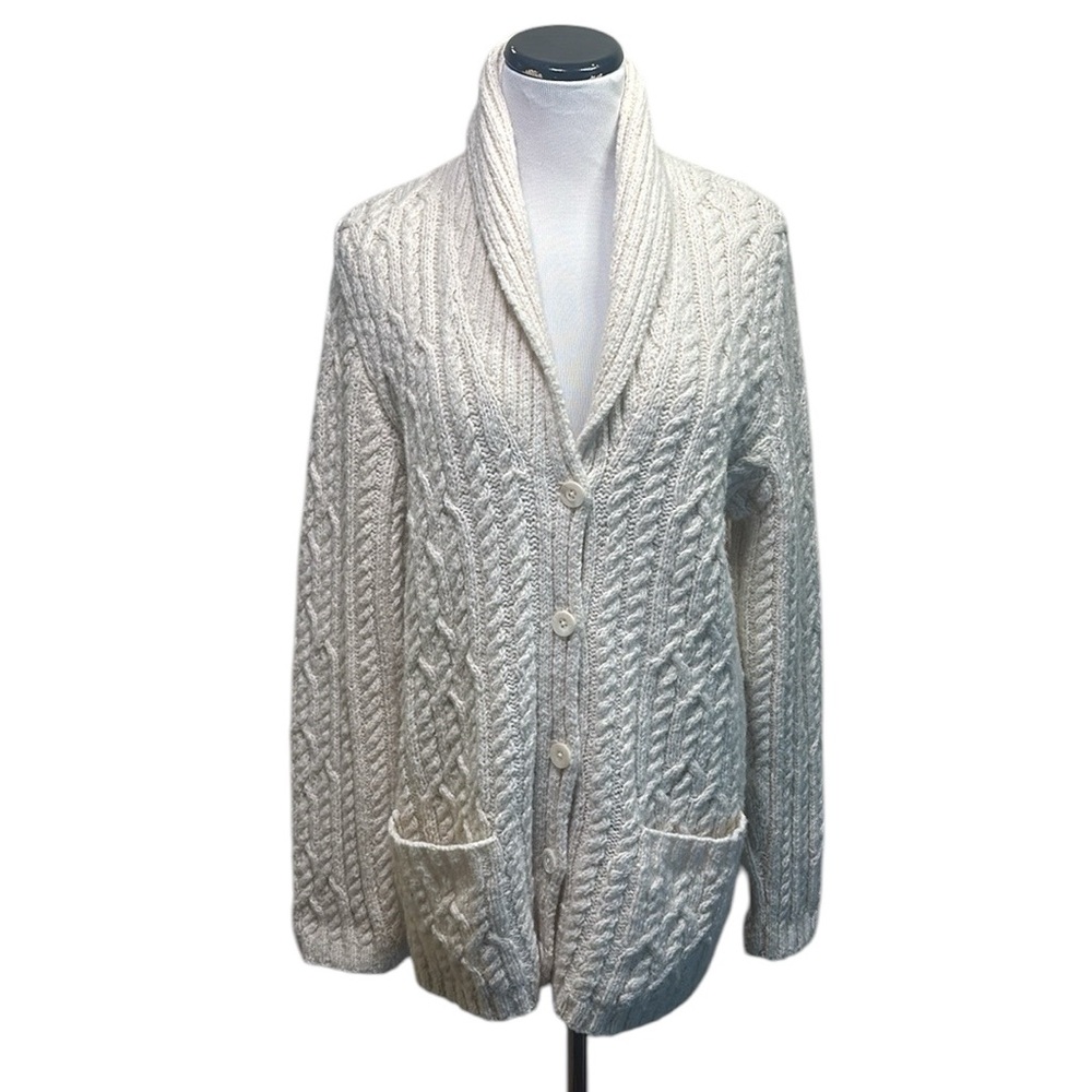 Vintage Ralph Lauren Fisherman Wool Cardigan Chunky Coastal Grandma Preppy - Picture 3 of 7